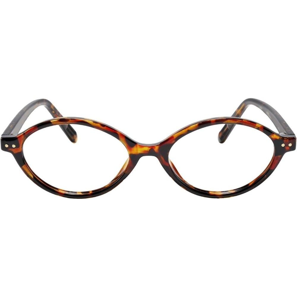 TIJN Women's Olisa Blue Light Blocking Glasses Whiskey Tortoise Frame Oval Glass